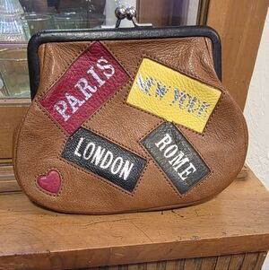Brighton Destination Pouch (Leather Patches of Paris, New York, London, Rome)